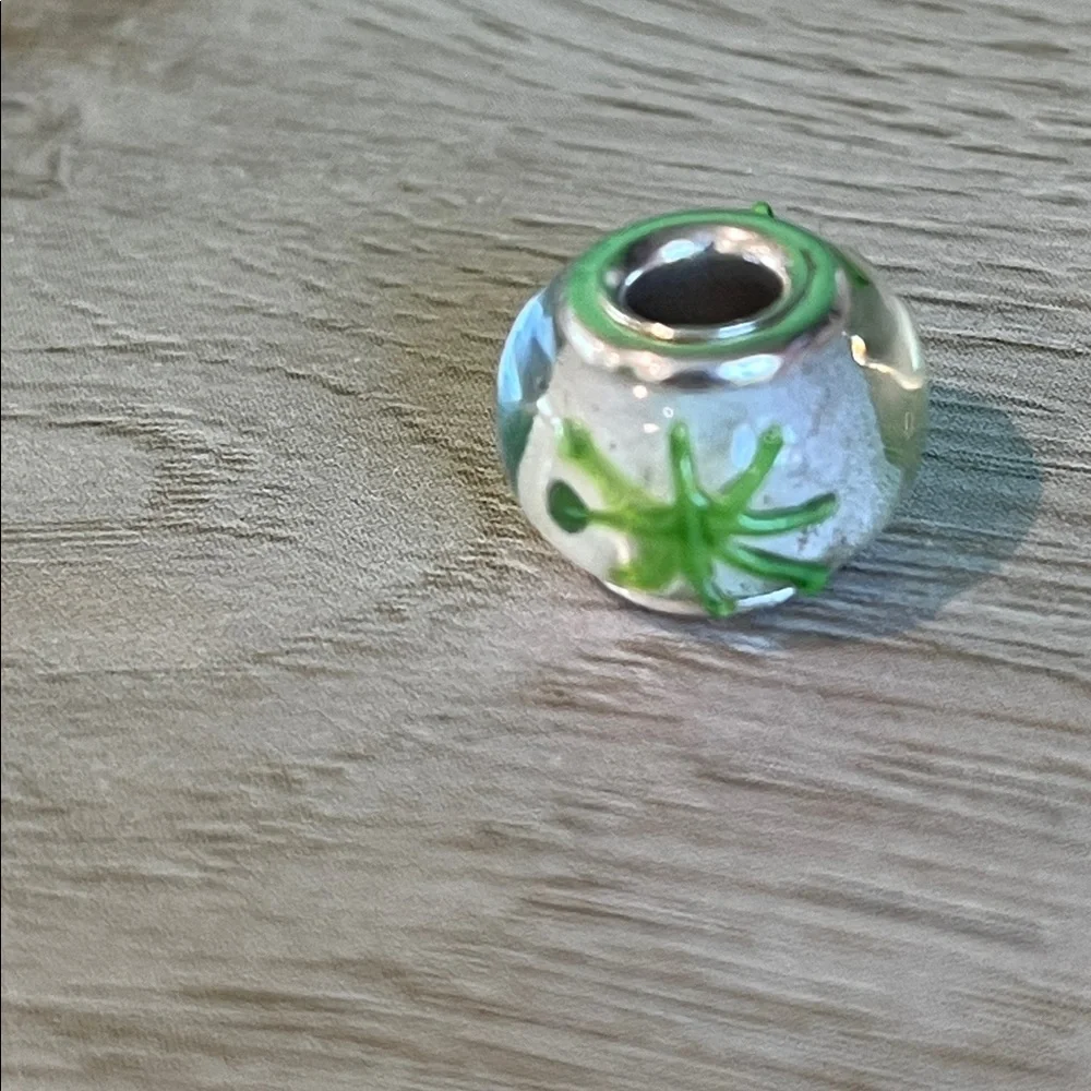 Green and White Bead Charm spacer